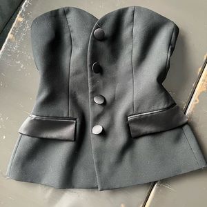 Zara black tuxedo strapless top